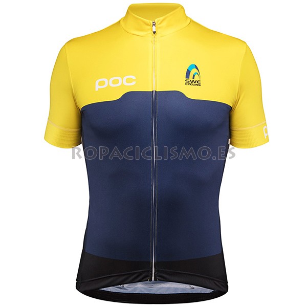 2017 Maillot Suecia tirantes mangas cortas amarillo y azul